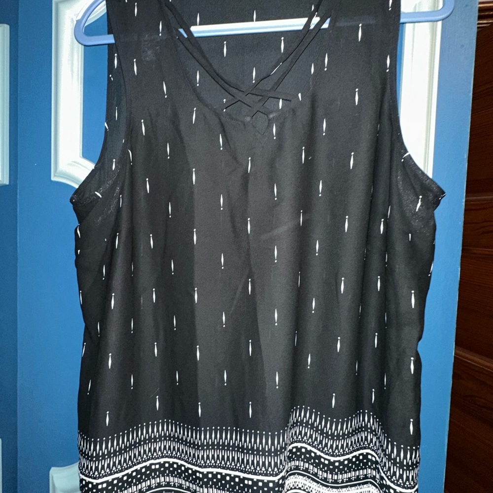 Maurices Black Patterned Tank Top